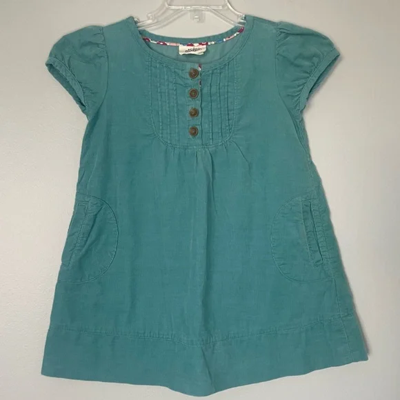 Mini Boden Teal Corduroy Cap Sleeve Dress - Picture 3 of 10